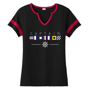 NAUTICAL FLAG BOAT CAPTAIN Ladies Halftime Notch Neck Tee