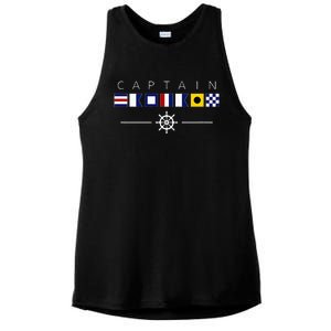 NAUTICAL FLAG BOAT CAPTAIN Ladies PosiCharge Tri-Blend Wicking Tank