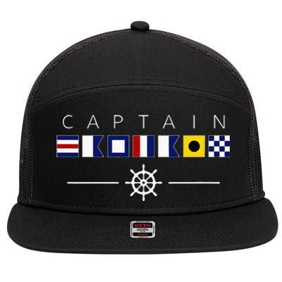 NAUTICAL FLAG BOAT CAPTAIN 7 Panel Mesh Trucker Snapback Hat