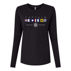 NAUTICAL FLAG BOAT CAPTAIN Womens Cotton Relaxed Long Sleeve T-Shirt