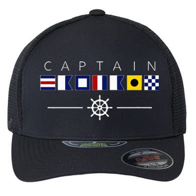 NAUTICAL FLAG BOAT CAPTAIN Flexfit Unipanel Trucker Cap