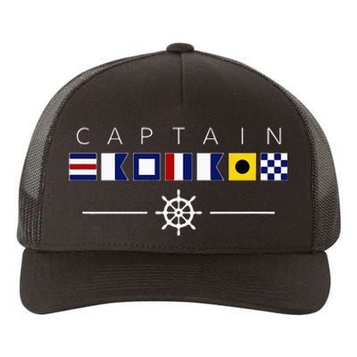 NAUTICAL FLAG BOAT CAPTAIN Yupoong Adult 5-Panel Trucker Hat