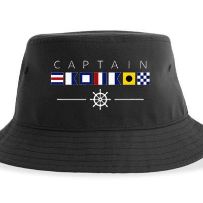 NAUTICAL FLAG BOAT CAPTAIN Sustainable Bucket Hat