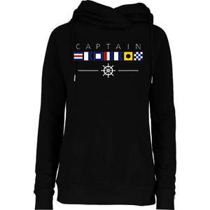 NAUTICAL FLAG BOAT CAPTAIN Womens Funnel Neck Pullover Hood