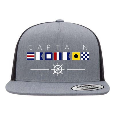 NAUTICAL FLAG BOAT CAPTAIN Flat Bill Trucker Hat