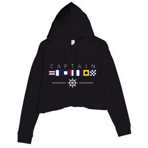 NAUTICAL FLAG BOAT CAPTAIN Crop Fleece Hoodie