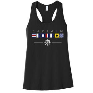 NAUTICAL FLAG BOAT CAPTAIN Women's Racerback Tank