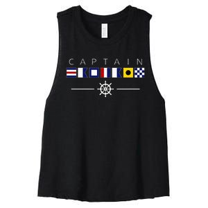 NAUTICAL FLAG BOAT CAPTAIN Women's Racerback Cropped Tank