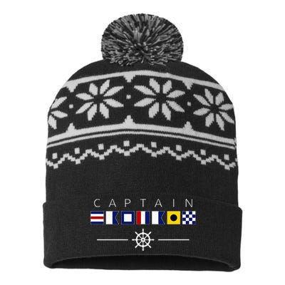 NAUTICAL FLAG BOAT CAPTAIN USA-Made Snowflake Beanie