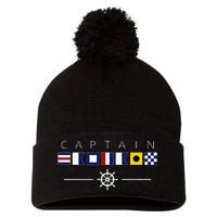 NAUTICAL FLAG BOAT CAPTAIN Pom Pom 12in Knit Beanie