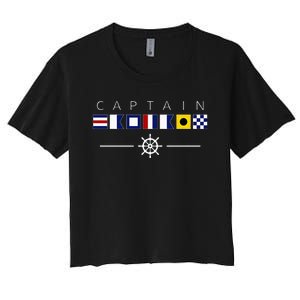 NAUTICAL FLAG BOAT CAPTAIN Women's Crop Top Tee