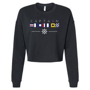 NAUTICAL FLAG BOAT CAPTAIN Cropped Pullover Crew