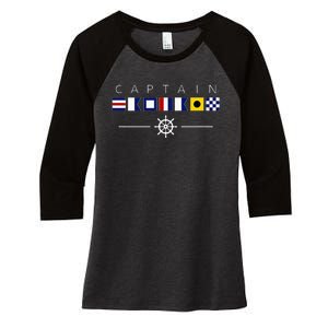 NAUTICAL FLAG BOAT CAPTAIN Women's Tri-Blend 3/4-Sleeve Raglan Shirt