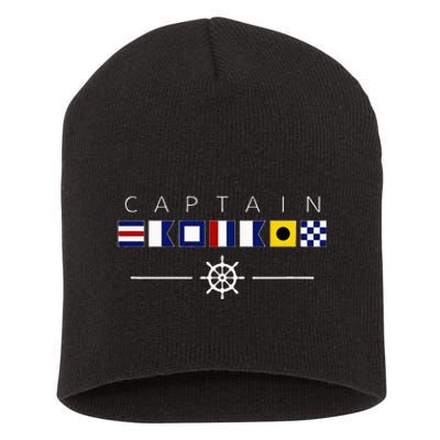 NAUTICAL FLAG BOAT CAPTAIN Short Acrylic Beanie