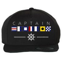 NAUTICAL FLAG BOAT CAPTAIN Wool Snapback Cap