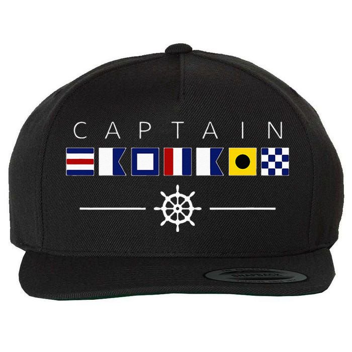 NAUTICAL FLAG BOAT CAPTAIN Wool Snapback Cap