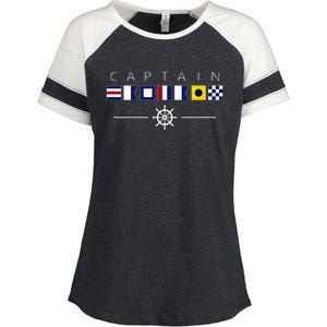 NAUTICAL FLAG BOAT CAPTAIN Enza Ladies Jersey Colorblock Tee