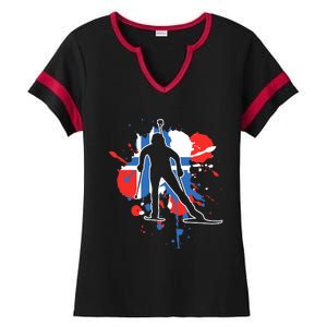 Norway Flag Biathlonist Norwegian Biathlon Ladies Halftime Notch Neck Tee