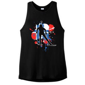 Norway Flag Biathlonist Norwegian Biathlon Ladies PosiCharge Tri-Blend Wicking Tank