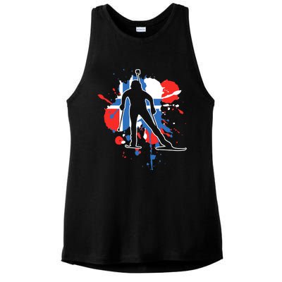 Norway Flag Biathlonist Norwegian Biathlon Ladies PosiCharge Tri-Blend Wicking Tank