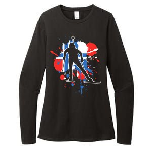 Norway Flag Biathlonist Norwegian Biathlon Womens CVC Long Sleeve Shirt