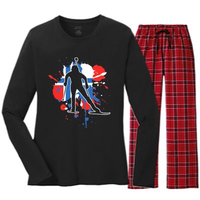 Norway Flag Biathlonist Norwegian Biathlon Women's Long Sleeve Flannel Pajama Set 