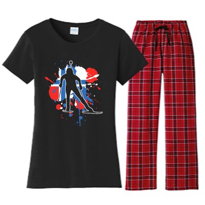 Norway Flag Biathlonist Norwegian Biathlon Women's Flannel Pajama Set