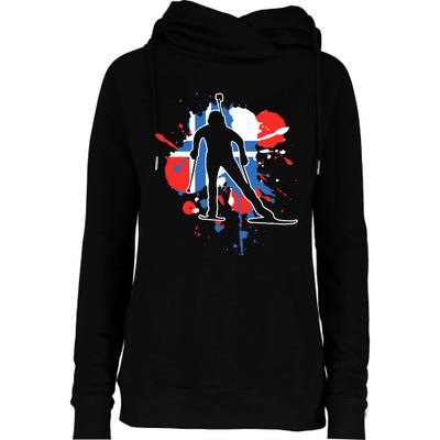 Norway Flag Biathlonist Norwegian Biathlon Womens Funnel Neck Pullover Hood