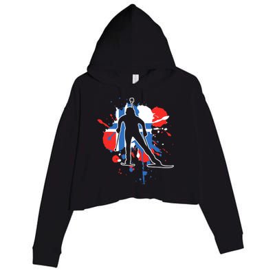 Norway Flag Biathlonist Norwegian Biathlon Crop Fleece Hoodie