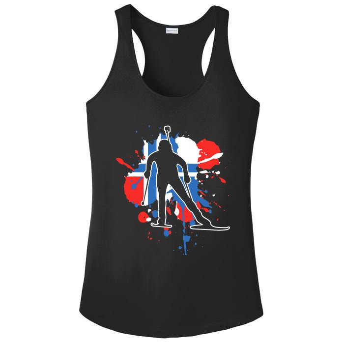 Norway Flag Biathlonist Norwegian Biathlon Ladies PosiCharge Competitor Racerback Tank