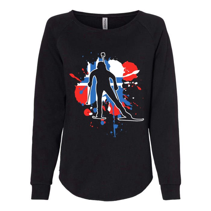 Norway Flag Biathlonist Norwegian Biathlon Womens California Wash Sweatshirt