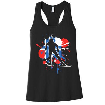 Norway Flag Biathlonist Norwegian Biathlon Women's Racerback Tank