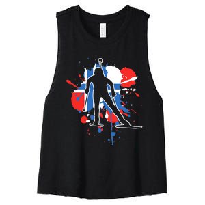 Norway Flag Biathlonist Norwegian Biathlon Women's Racerback Cropped Tank