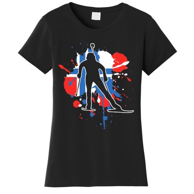 Norway Flag Biathlonist Norwegian Biathlon Women's T-Shirt