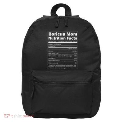 Nutrition Facts Boricua Mom Funny Puerto Rico 16 in Basic Backpack