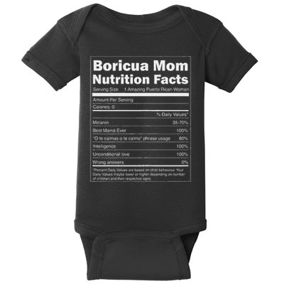 Nutrition Facts Boricua Mom Funny Puerto Rico Baby Bodysuit