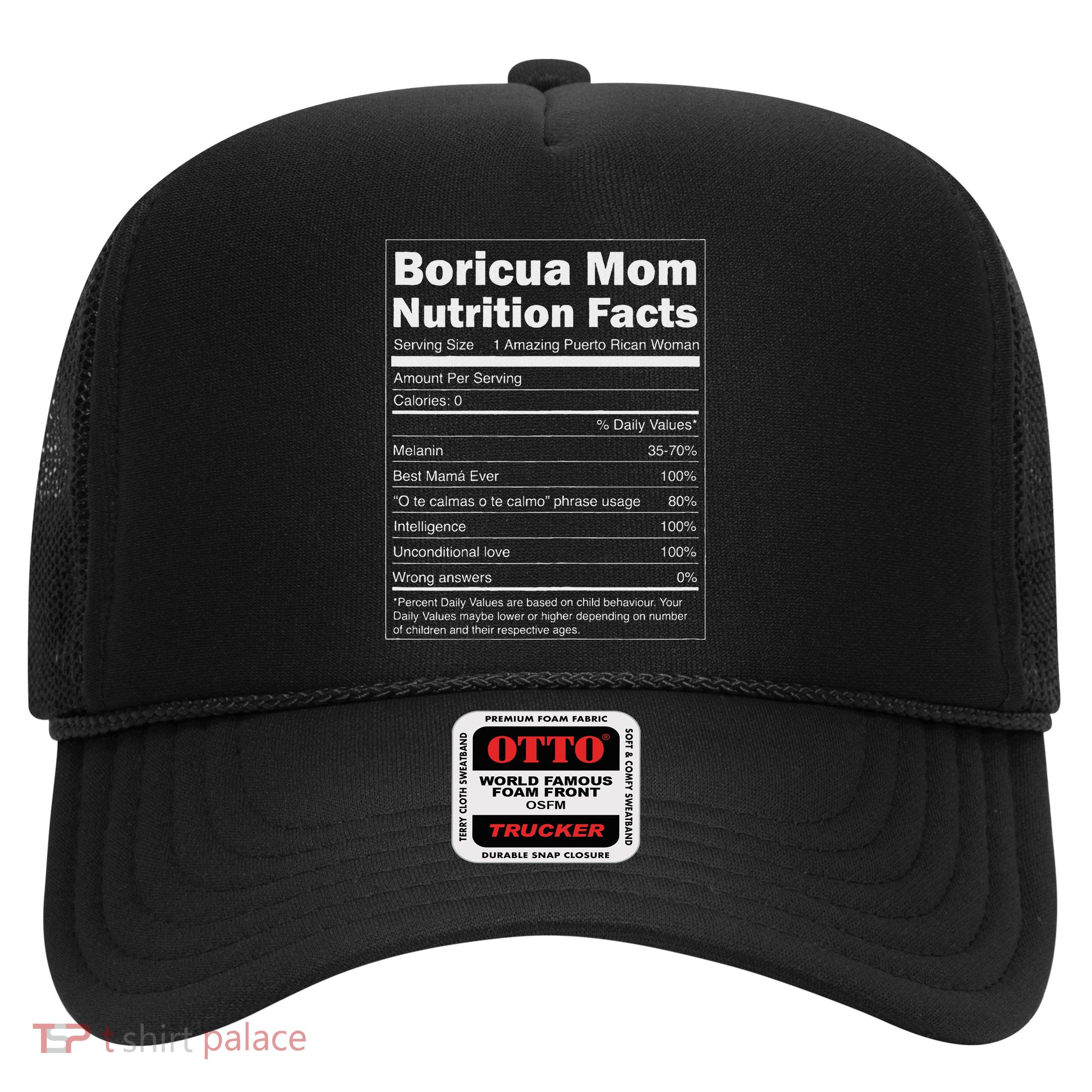 Nutrition Facts Boricua Mom Funny Puerto Rico Trucker Hat