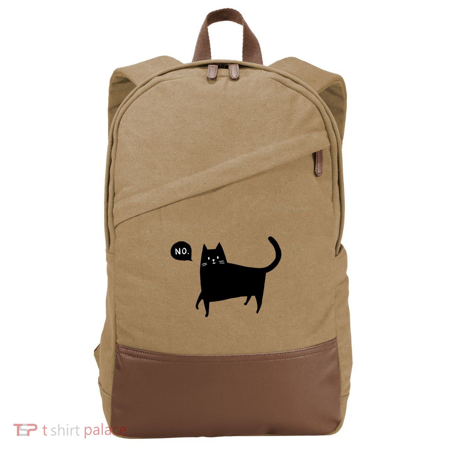No Funny Black Cat Cotton Canvas Backpack