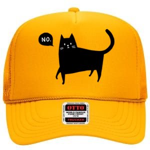 No Funny Black Cat High Crown Mesh Back Trucker Hat