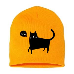 No Funny Black Cat Short Acrylic Beanie