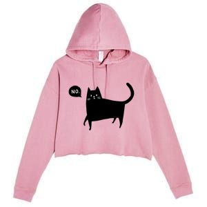 No Funny Black Cat Crop Fleece Hoodie