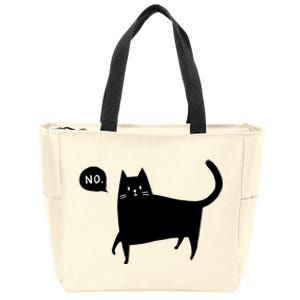 No Funny Black Cat Zip Tote Bag