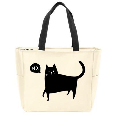 No Funny Black Cat Zip Tote Bag