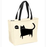No Funny Black Cat Zip Tote Bag