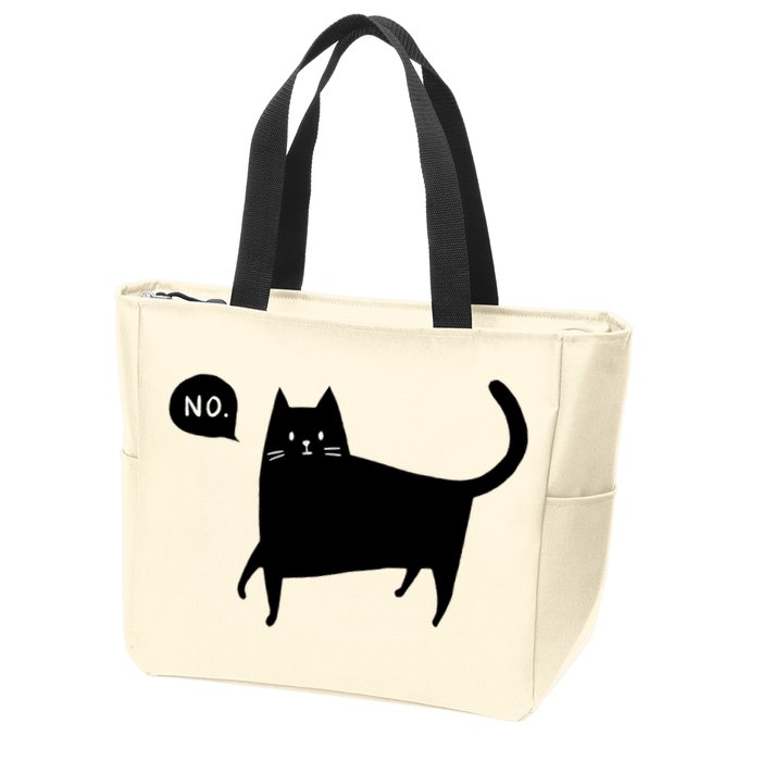 No Funny Black Cat Zip Tote Bag