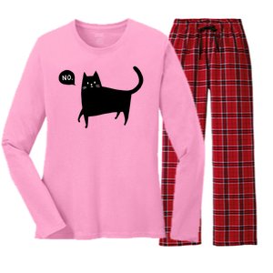 No Funny Black Cat Women's Long Sleeve Flannel Pajama Set 