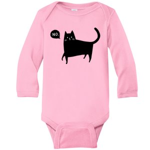 No Funny Black Cat Baby Long Sleeve Bodysuit