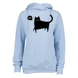 No Funny Black Cat Womens Funnel Neck Pullover Hood