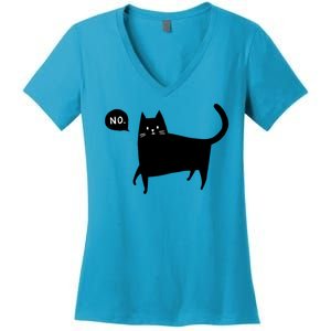 No Funny Black Cat Women's V-Neck T-Shirt