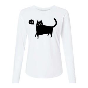 No Funny Black Cat Womens Cotton Relaxed Long Sleeve T-Shirt